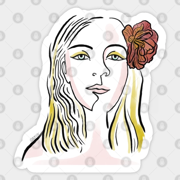 WOMAN LINEART PORTRAIT Sticker by tizicav